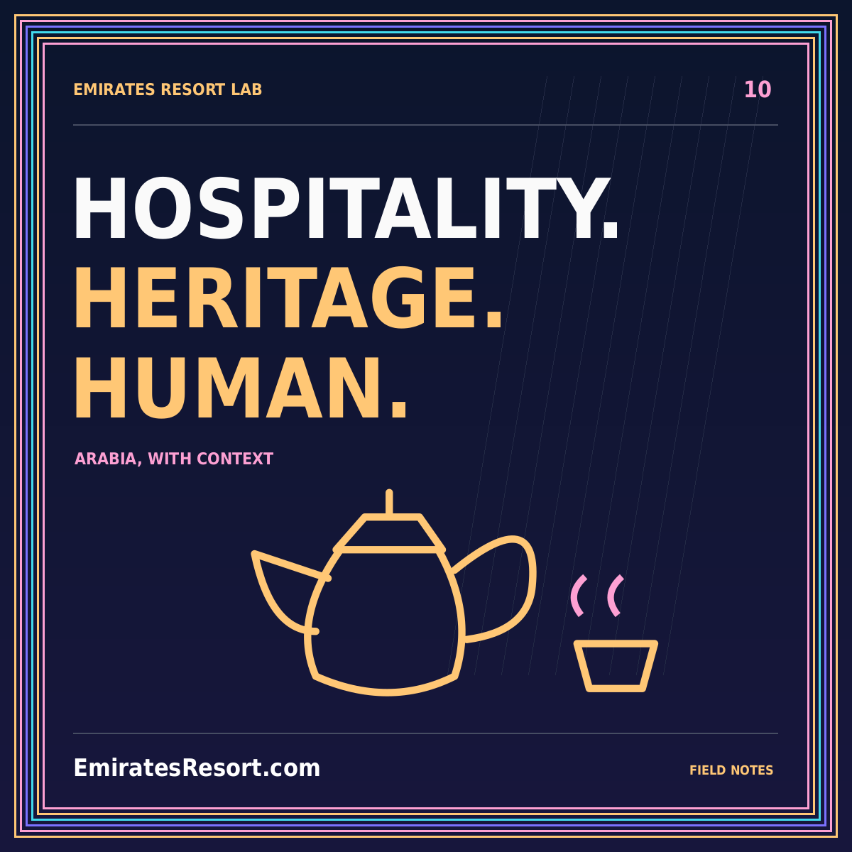 A richer sense of place — neon editorial illustration with EmiratesResort.com branding