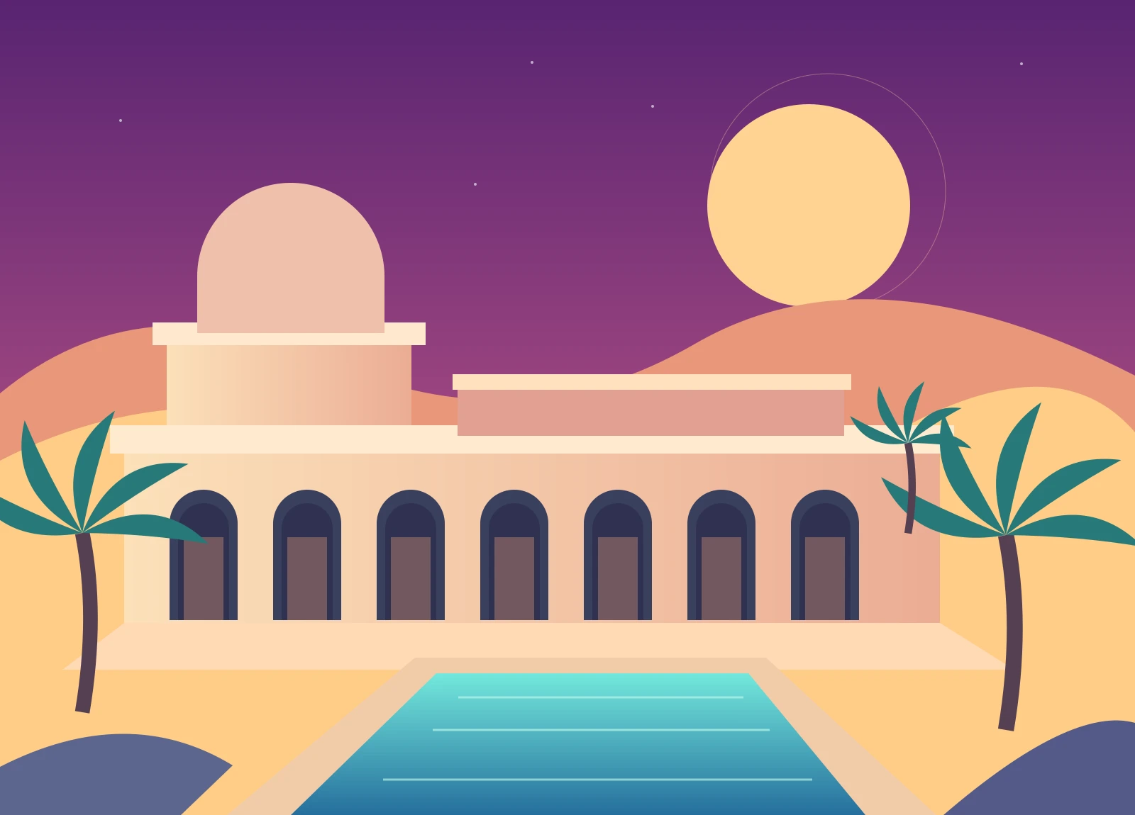 Illustrated UAE resort setting