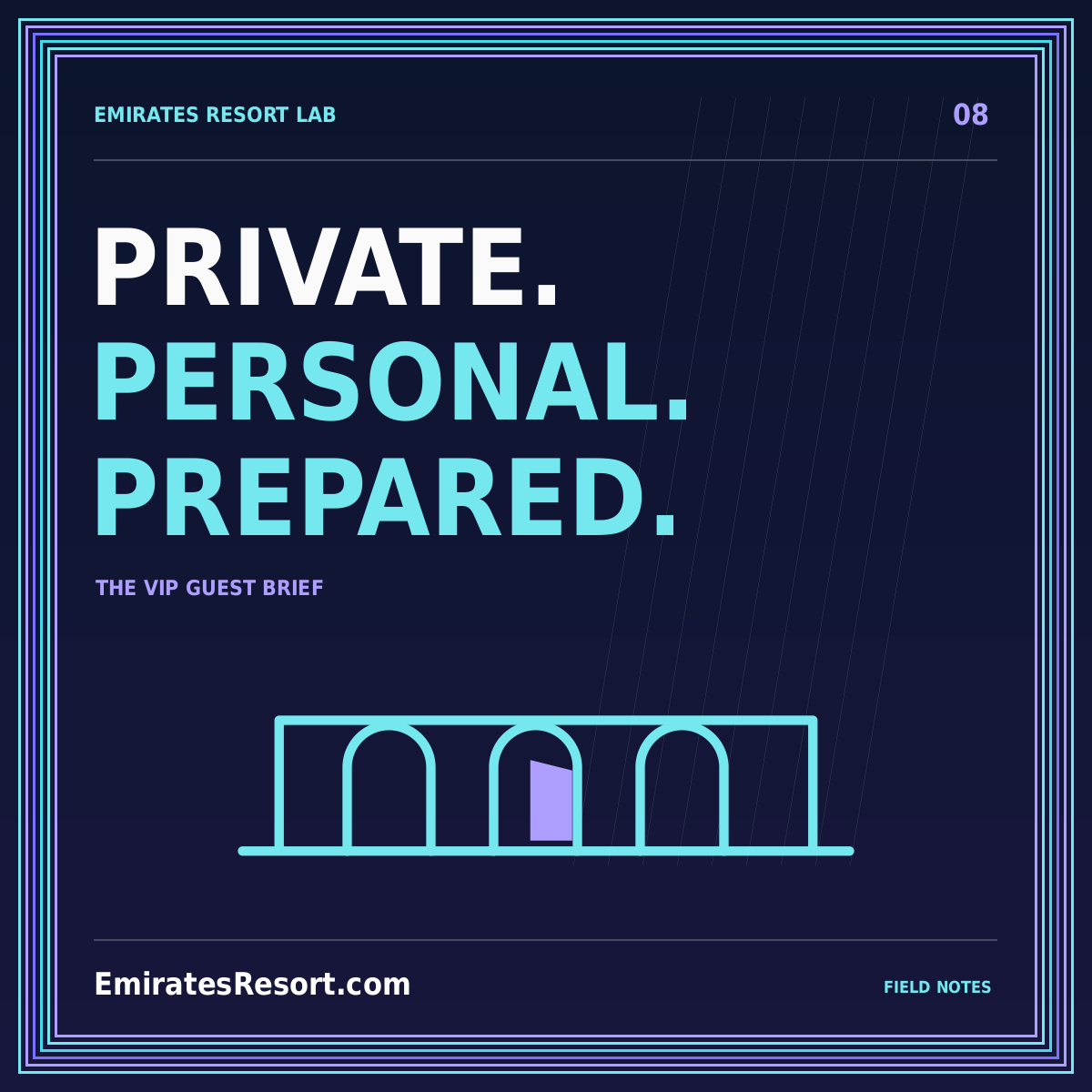 Privacy starts with precision — neon editorial illustration with EmiratesResort.com branding